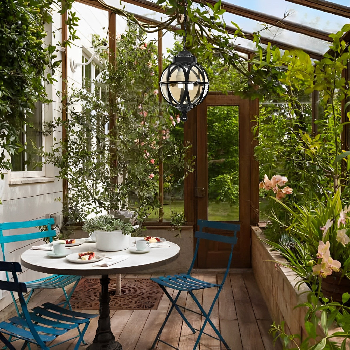 Buitenhanglamp Bol Aluminium Zwart E27 Tuin Retro Ronde Buitenlamp Ketting Verstelbaar Veranda Balkon Buitenverlichting Lantaarn