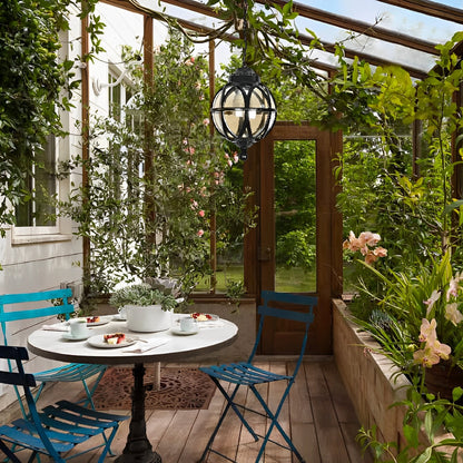 Buitenhanglamp Bol Aluminium Zwart E27 Tuin Retro Ronde Buitenlamp Ketting Verstelbaar Veranda Balkon Buitenverlichting Lantaarn