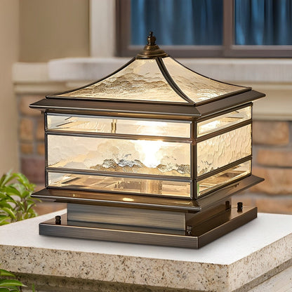 Paallamp Koper Glas IP65 Zonne-energie Bedraad Tuin Hek Poort Villa Buitenlamp Sokkel Kolom Klassiek Sfeerverlichting