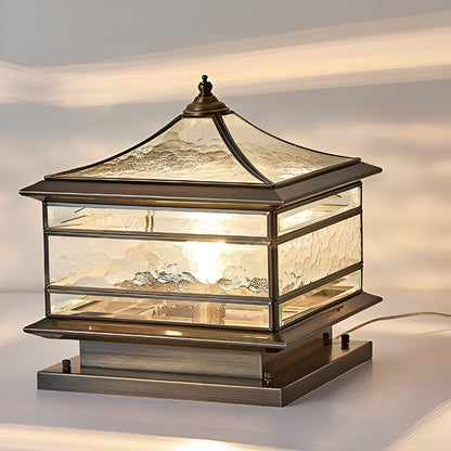 Paallamp Koper Glas IP65 Zonne-energie Bedraad Tuin Hek Poort Villa Buitenlamp Sokkel Kolom Klassiek Sfeerverlichting