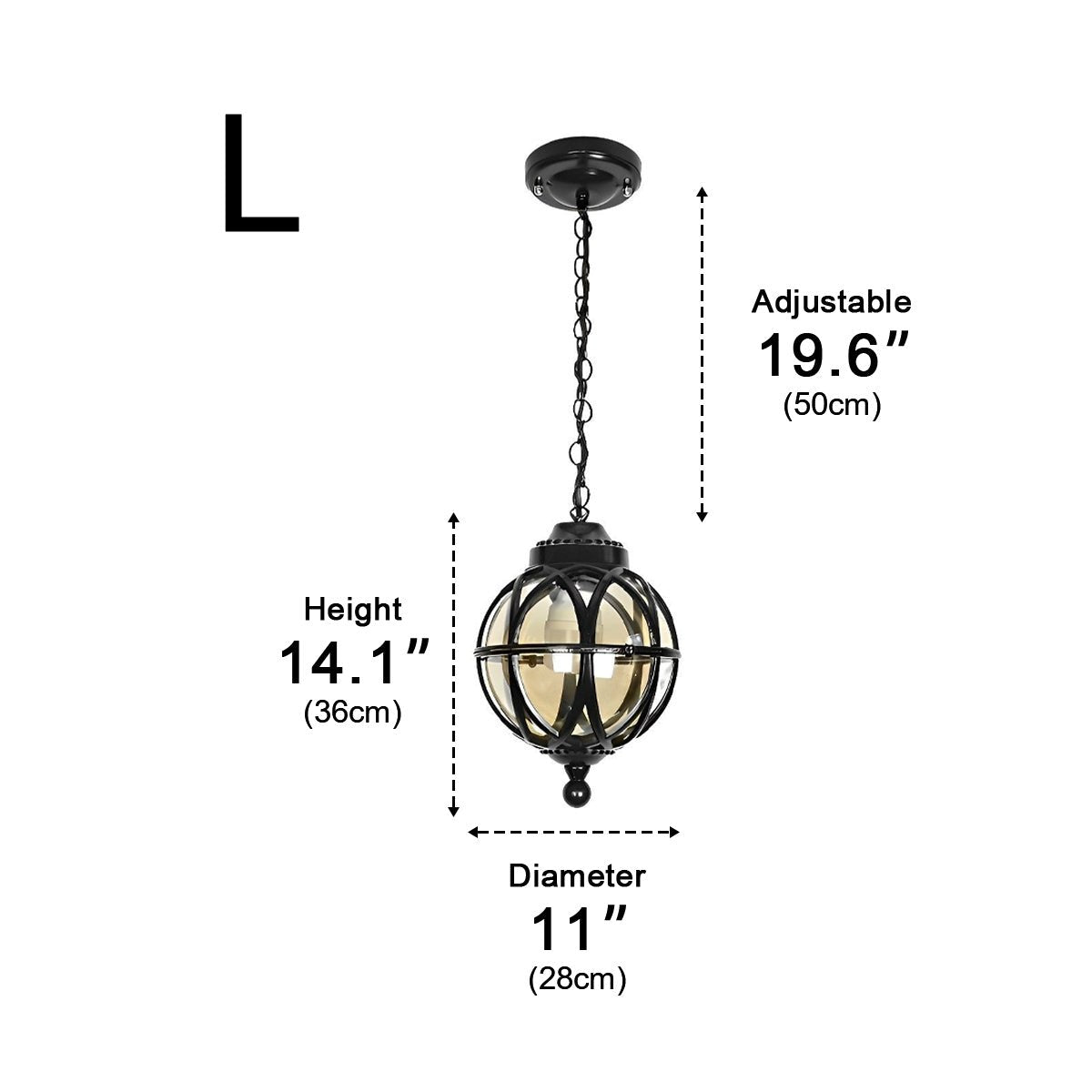 Buitenhanglamp Bol Aluminium Zwart E27 Tuin Retro Ronde Buitenlamp Ketting Verstelbaar Veranda Balkon Buitenverlichting Lantaarn