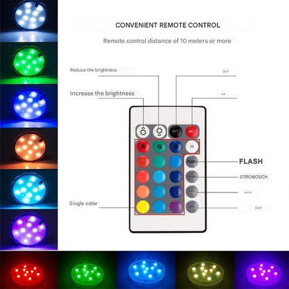 Onderwater LED Lamp IP68 Waterdicht met Afstandsbediening 16 Kleuren voor Zwembad Vijver Fontein Aquarium