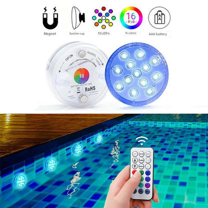 Onderwater LED Lamp IP68 Waterdicht met Afstandsbediening 16 Kleuren voor Zwembad Vijver Fontein Aquarium