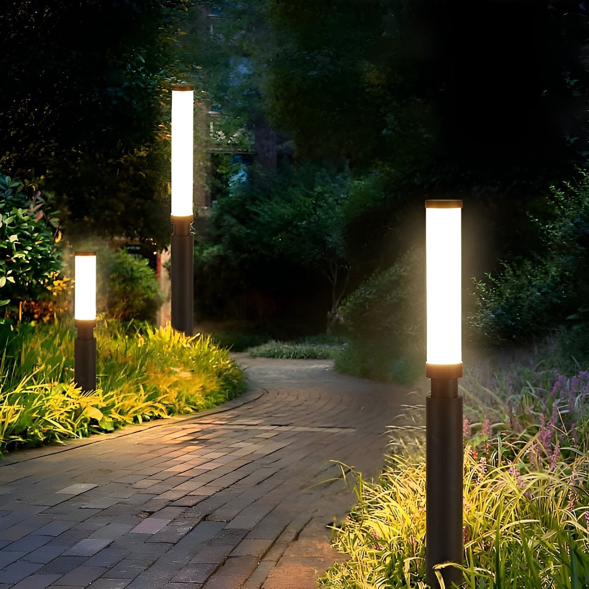 Tuinpaal Lamp Aluminium Zwart 6W IP55 Tuin Pad Verlichting Staande Buitenlamp Sokkel Paalverlichting Oprijlaan Binnenhof