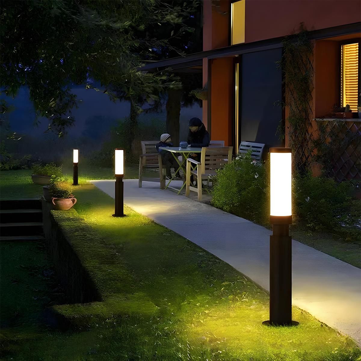Tuinpaal Lamp Aluminium Zwart 6W IP55 Tuin Pad Verlichting Staande Buitenlamp Sokkel Paalverlichting Oprijlaan Binnenhof
