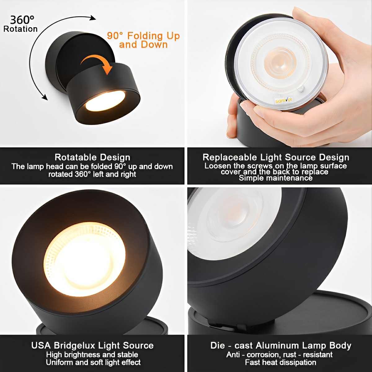 Buiten LED Wandspot Aluminium Zwart 360° Draaibaar IP65 Gevel Tuin Opbouwspot Verstelbaar Buitenlamp Porch Veranda