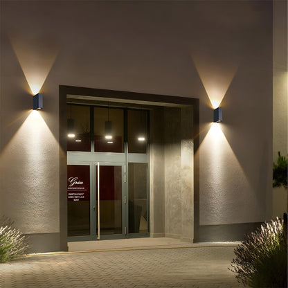 Buitenwandlamp LED Up Down Aluminium Zwart IP65 Gevel Terras Veranda Warmwit 3000K Wandspot Buitenverlichting Modern Sfeerlamp