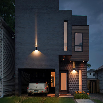 Buitenwandlamp LED Up Down Aluminium Zwart IP65 Gevel Terras Veranda Warmwit 3000K Wandspot Buitenverlichting Modern Sfeerlamp