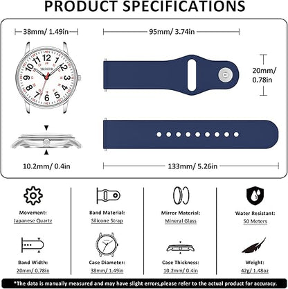 Waterdicht Verpleegkundige Horloge met Clip – 12/24-uurs Tijdweergave en Lichtgevende Wijzerplaat