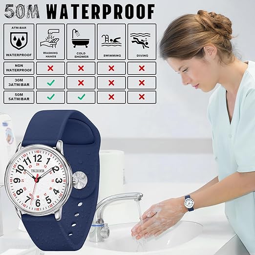 Waterdicht Verpleegkundige Horloge met Clip – 12/24-uurs Tijdweergave en Lichtgevende Wijzerplaat