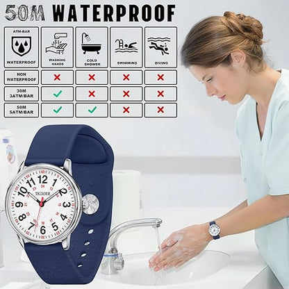 Waterdicht Verpleegkundige Horloge met Clip – 12/24-uurs Tijdweergave en Lichtgevende Wijzerplaat