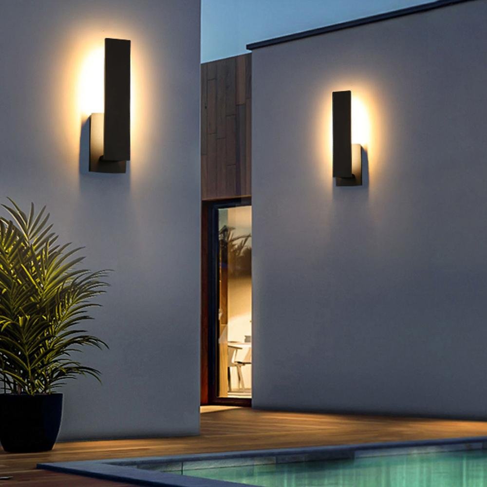 Buitenwandlamp LED Aluminium Zwart Rechthoek IP54 Gevel Voordeur Terras 8W 12W Warmwit 3000K Wandlamp Buiten Modern Minimalistische