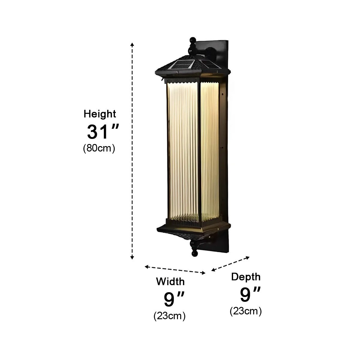 Buitenwandlamp Solar Aluminium Geribbeld Glas Koffiebruin IP55 Gevel Veranda Tuin Retro Wandlamp Buiten Lantaarn Villa