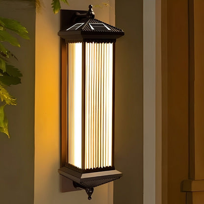 Buitenwandlamp Solar Aluminium Geribbeld Glas Koffiebruin IP55 Gevel Veranda Tuin Retro Wandlamp Buiten Lantaarn Villa