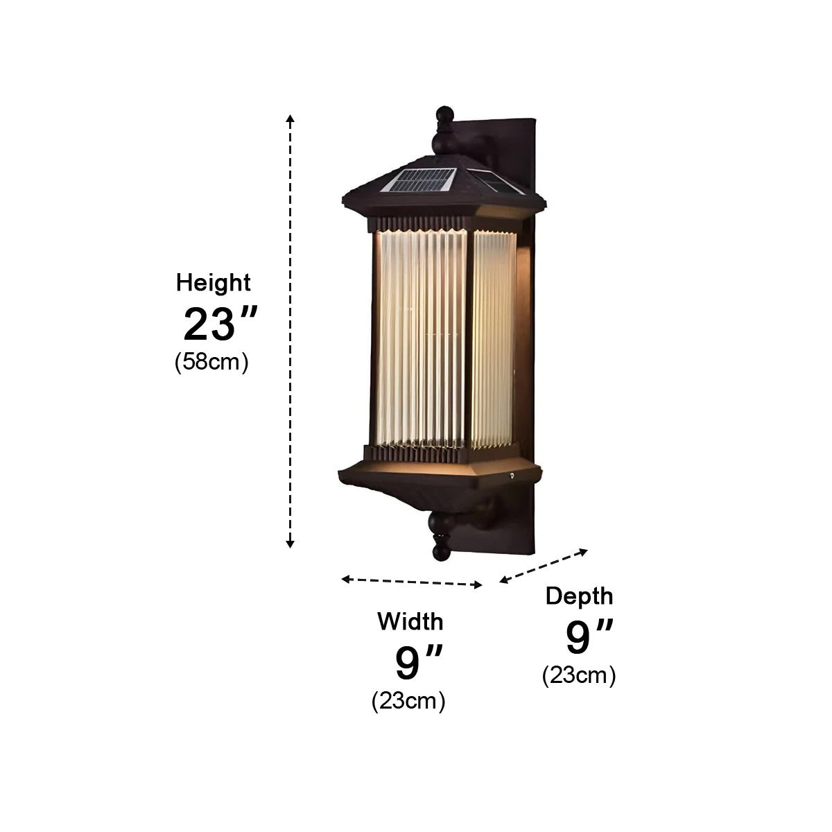 Buitenwandlamp Solar Aluminium Geribbeld Glas Koffiebruin IP55 Gevel Veranda Tuin Retro Wandlamp Buiten Lantaarn Villa