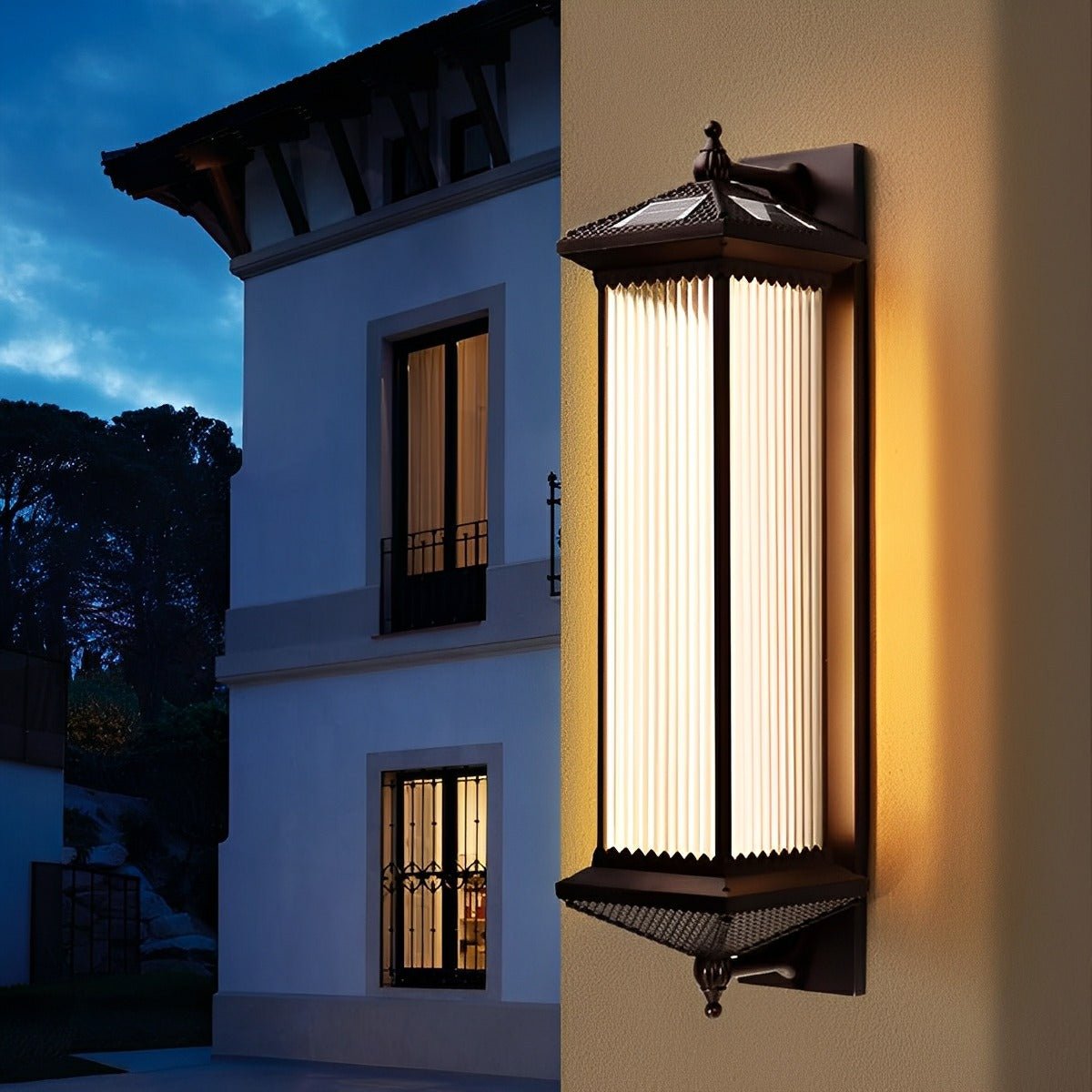 Buitenwandlamp Solar Aluminium Geribbeld Glas Koffiebruin IP55 Gevel Veranda Tuin Retro Wandlamp Buiten Lantaarn Villa