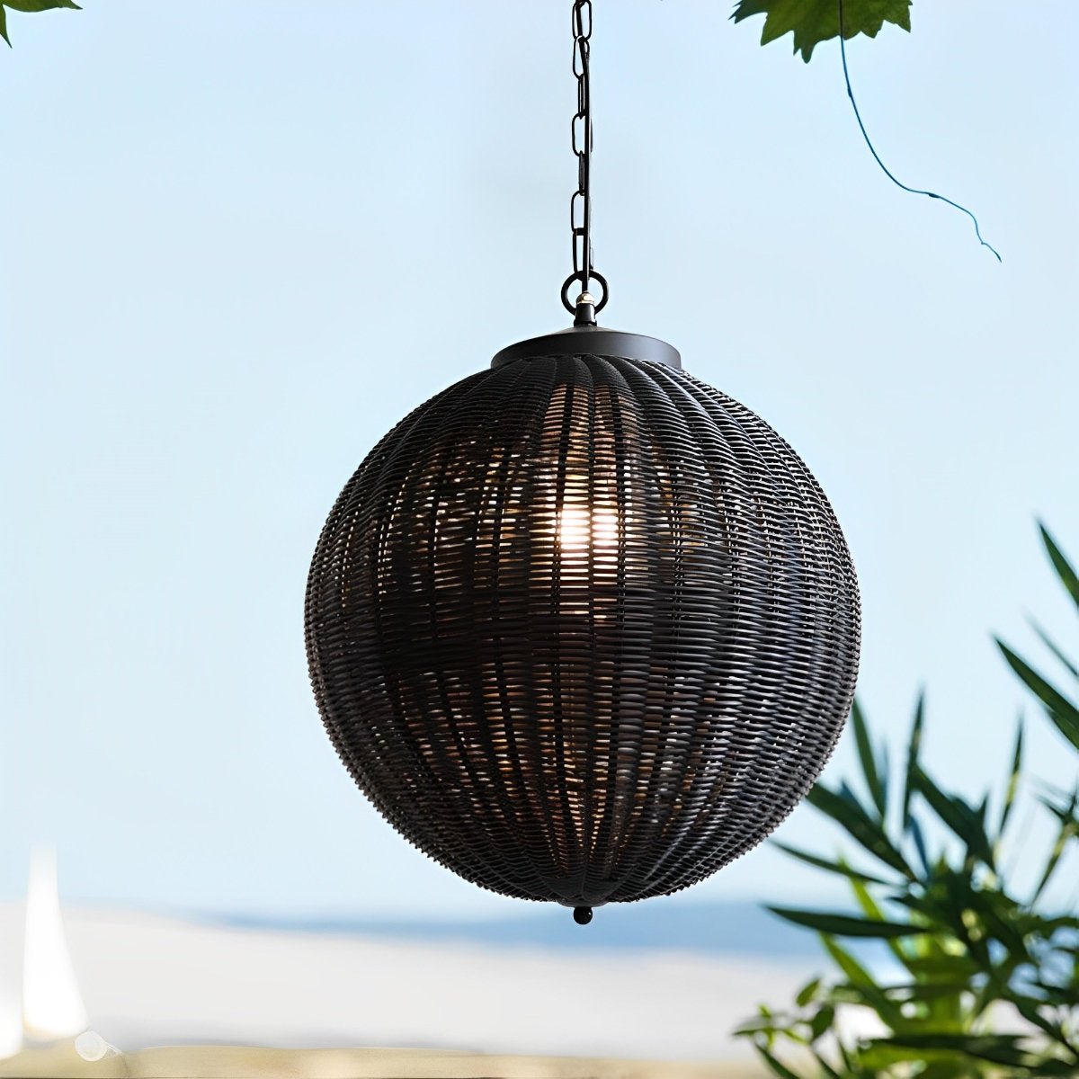 Hanglamp Buiten Rotan Zwart E27 Tuin Retro Ronde Buitenlamp Verstelbaar Snoer Patio Veranda Buitenverlichting Landelijk