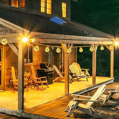 Lichtsnoer Edison Peertjes Solar 20 LED Warm Wit Buiten Tuin Terras Vintage Sfeerverlichting Retro Hanglampen Feestverlichting Zonne-energie