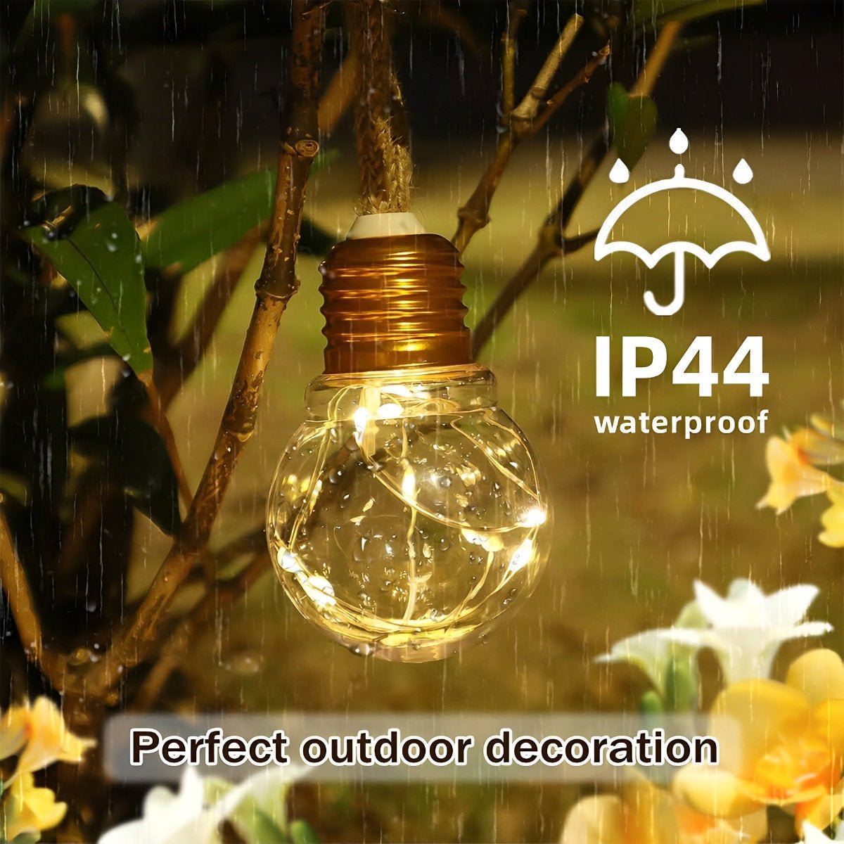 Lichtsnoer Edison Peertjes Solar 20 LED Warm Wit Buiten Tuin Terras Vintage Sfeerverlichting Retro Hanglampen Feestverlichting Zonne-energie