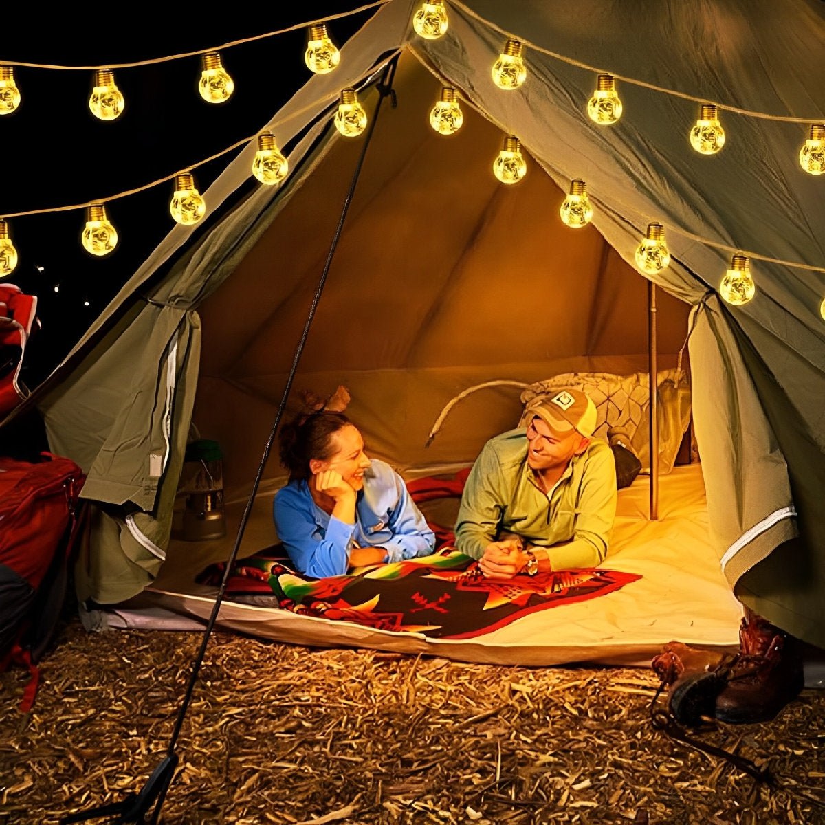 Lichtsnoer Edison Peertjes Solar 20 LED Warm Wit Buiten Tuin Terras Vintage Sfeerverlichting Retro Hanglampen Feestverlichting Zonne-energie