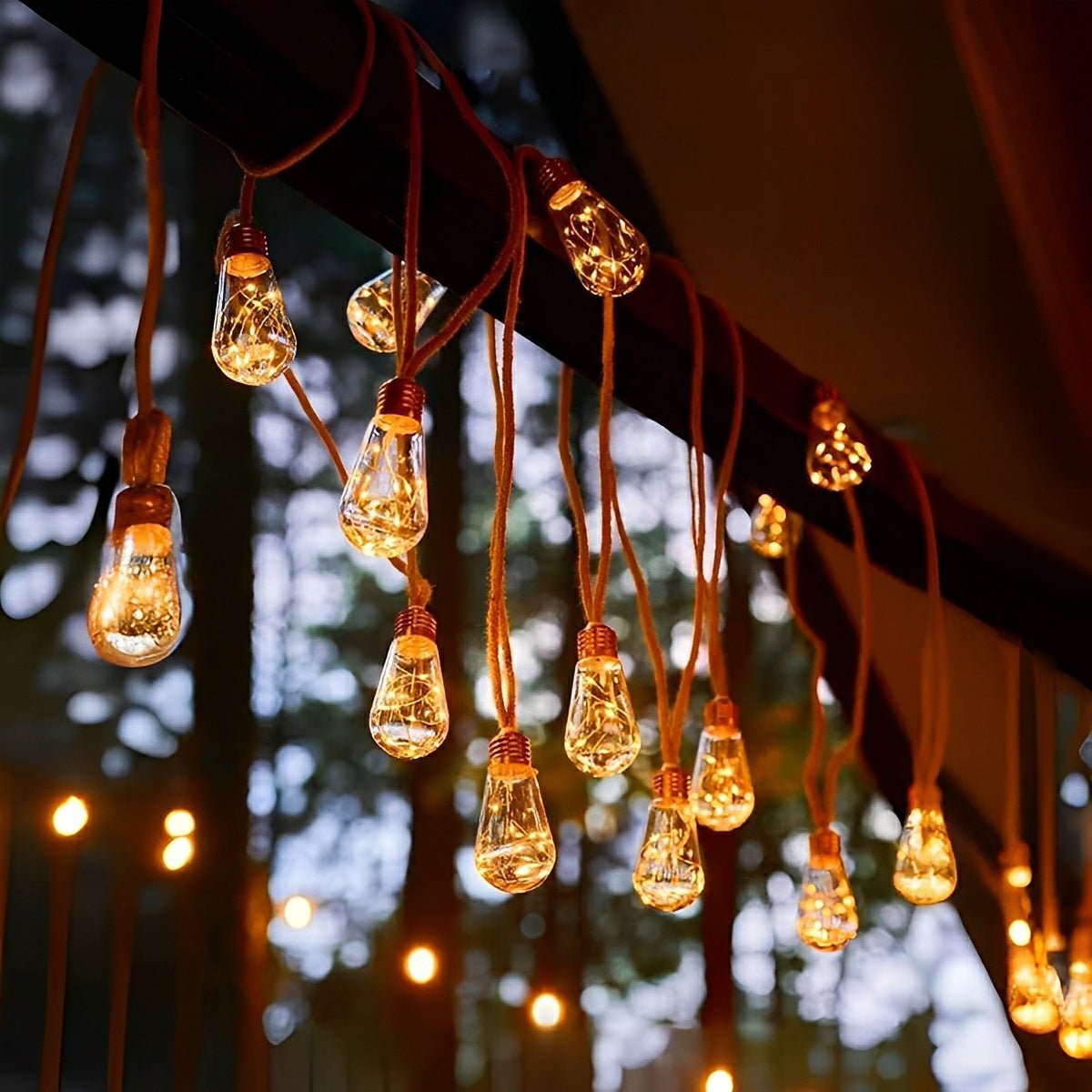 Lichtsnoer Edison Peertjes Solar 20 LED Warm Wit Buiten Tuin Terras Vintage Sfeerverlichting Retro Hanglampen Feestverlichting Zonne-energie