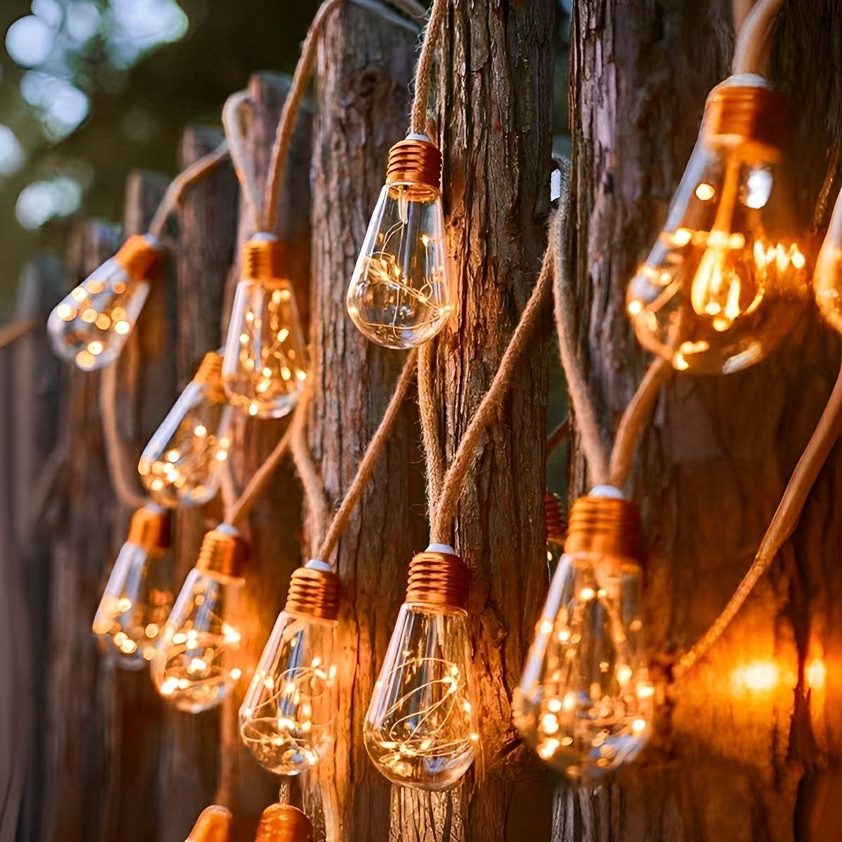 Lichtsnoer Edison Peertjes Solar 20 LED Warm Wit Buiten Tuin Terras Vintage Sfeerverlichting Retro Hanglampen Feestverlichting Zonne-energie