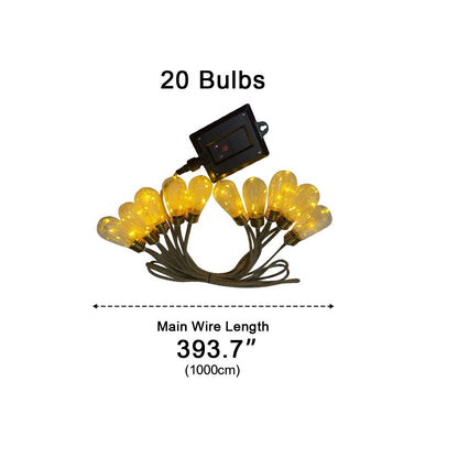 Lichtsnoer Edison Peertjes Solar 20 LED Warm Wit Buiten Tuin Terras Vintage Sfeerverlichting Retro Hanglampen Feestverlichting Zonne-energie