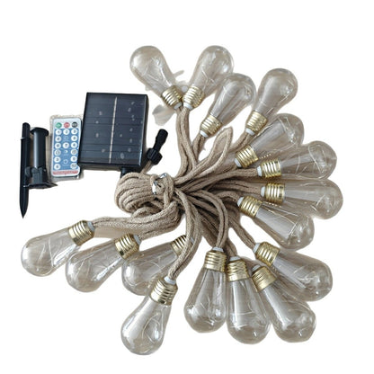 Lichtsnoer Edison Peertjes Solar 20 LED Warm Wit Buiten Tuin Terras Vintage Sfeerverlichting Retro Hanglampen Feestverlichting Zonne-energie