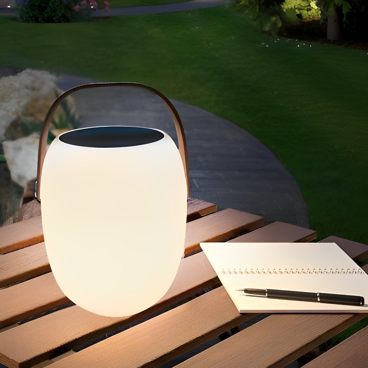 Tafellamp Buiten Draagbaar Solar LED Wit Tuin Terras PE Hengsel Warmwit 3000K Oplaadbaar Lantaarn Sfeerverlichting Camping Balkon