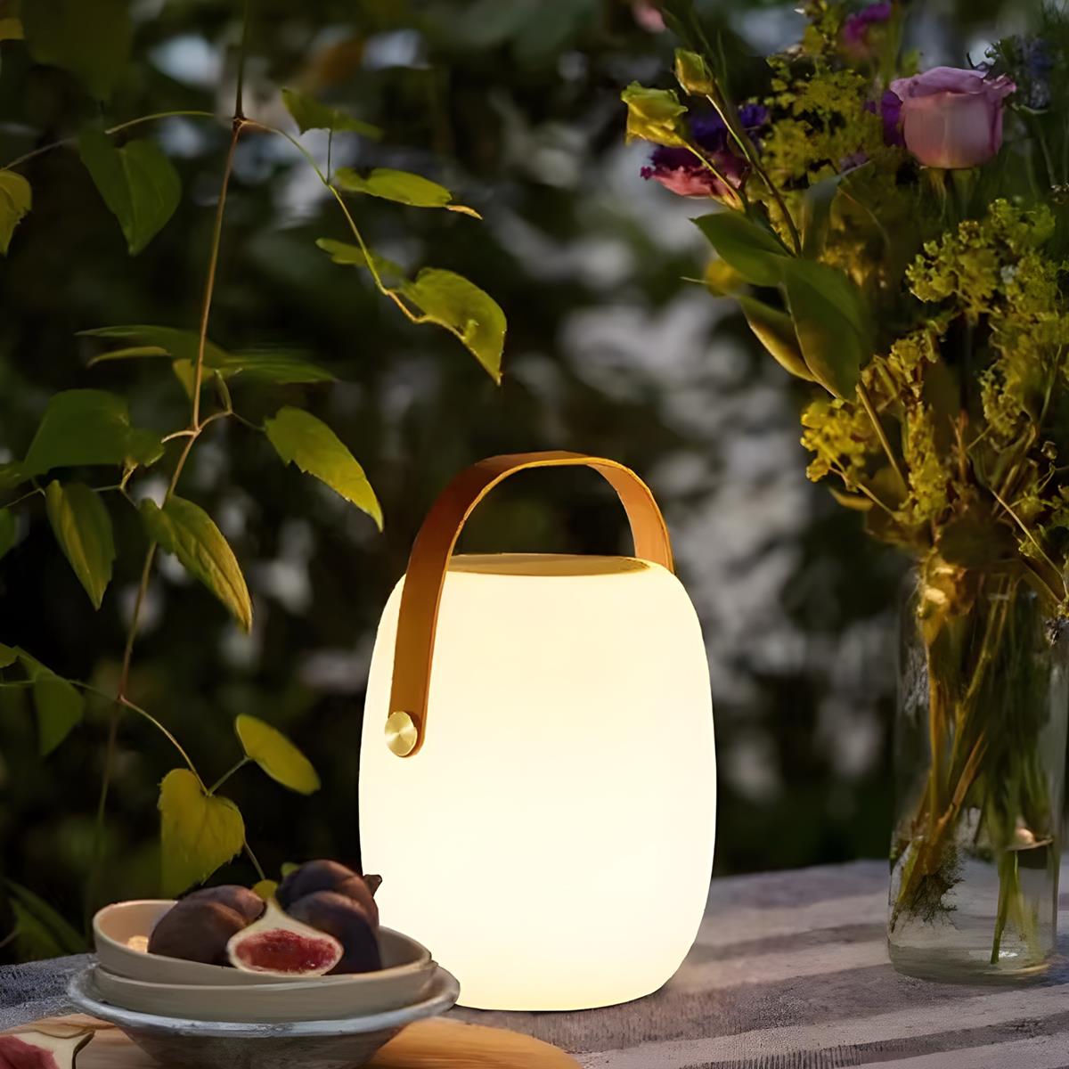 Tafellamp Buiten Draagbaar Solar LED Wit Tuin Terras PE Hengsel Warmwit 3000K Oplaadbaar Lantaarn Sfeerverlichting Camping Balkon