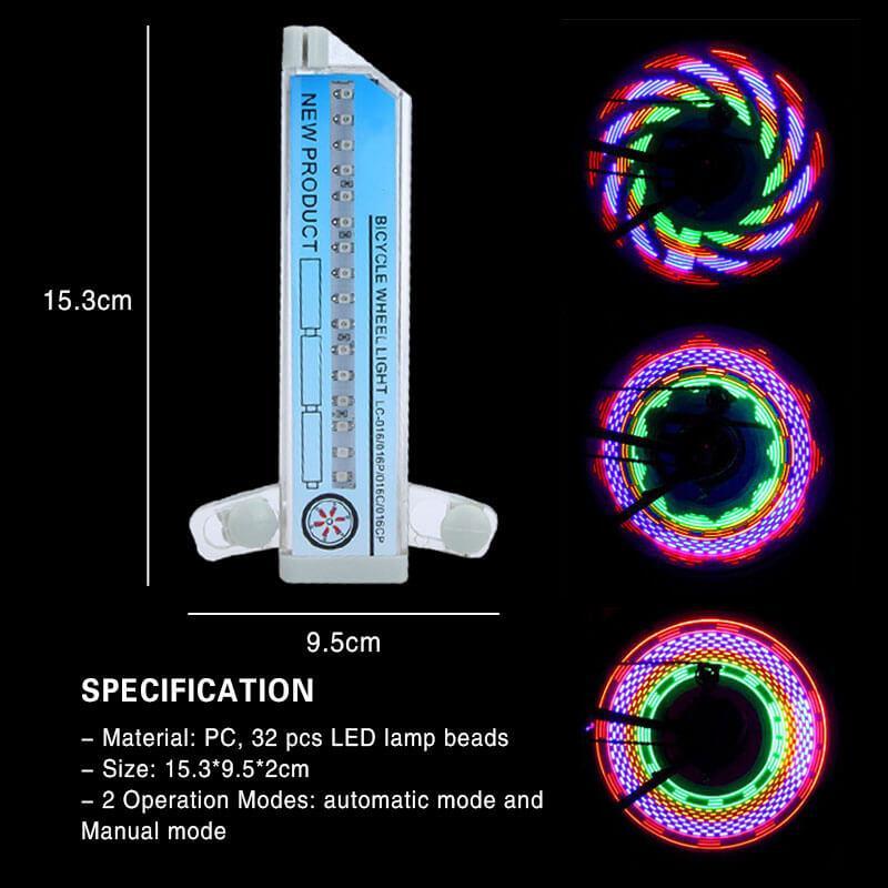 RGB Fietswiel Spaakverlichting 32 LED Patronen Zichtbaarheid Veiligheid Fietsverlichting Wielverlichting