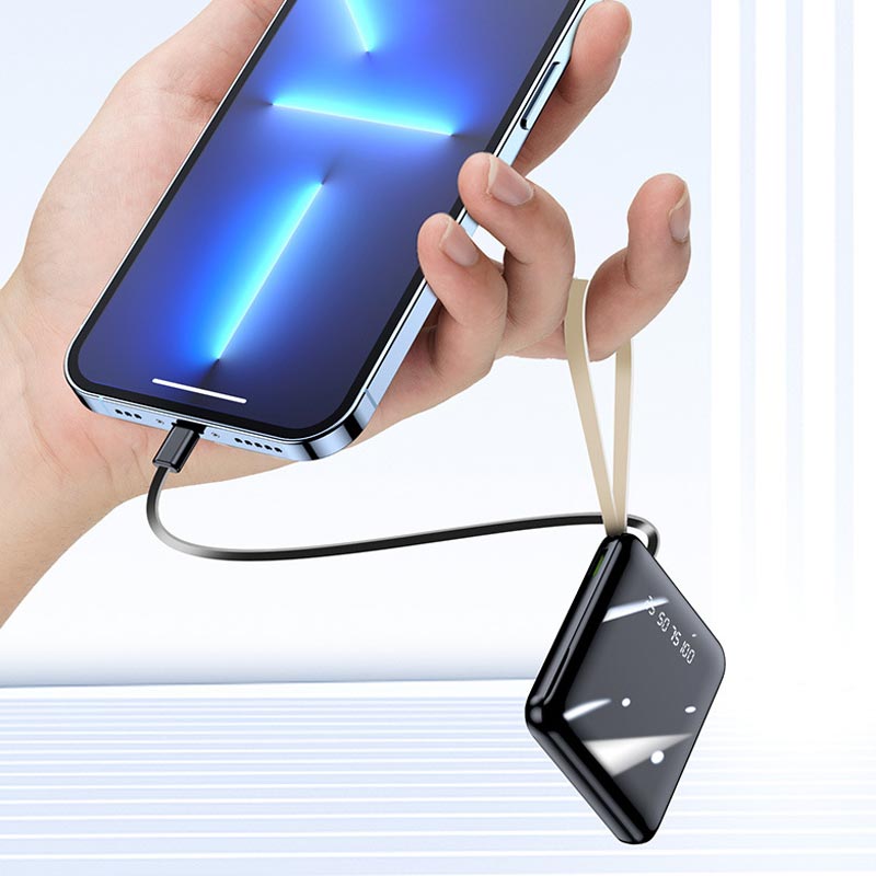 Compacte Powerbank 20000mAh Geïntegreerde Kabels LED Display Snelladen Draagbaar Mobiel Opladen Onderweg