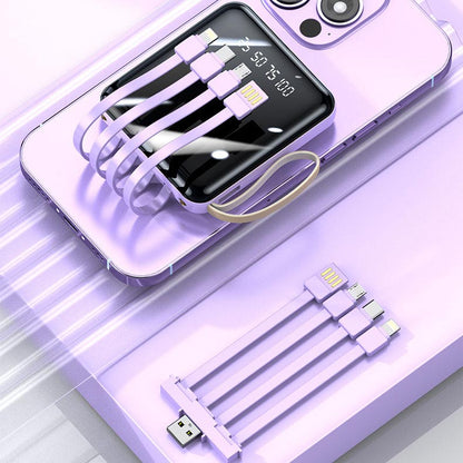 Compacte Powerbank 20000mAh Geïntegreerde Kabels LED Display Snelladen Draagbaar Mobiel Opladen Onderweg