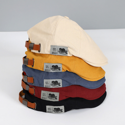 Platte Pet met Verstelbare Band Heren Klassiek Design Comfortabel Dagelijks Gebruik Vintage Stijl Casual