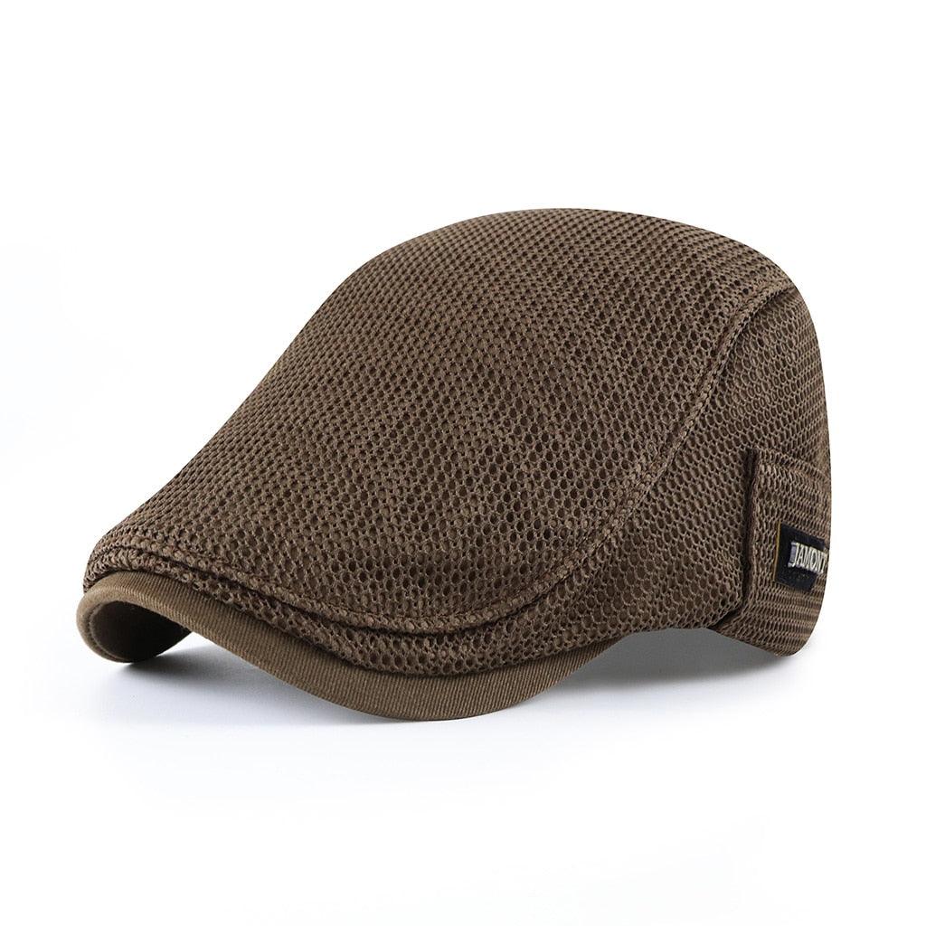 Ademende Flat Cap Heren Mesh Pet Verstelbaar Zomerpet Casual Golfpet Klassieke Stijl Lightweight Outdoorpet
