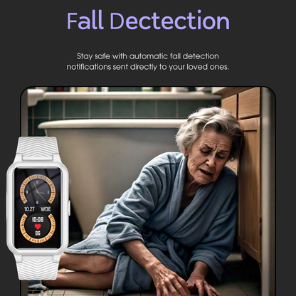 Smartwatch met Valdetectie GPS Noodoproep voor Senioren Veiligheid Waterdicht Gezondheidsmonitor Horloge
