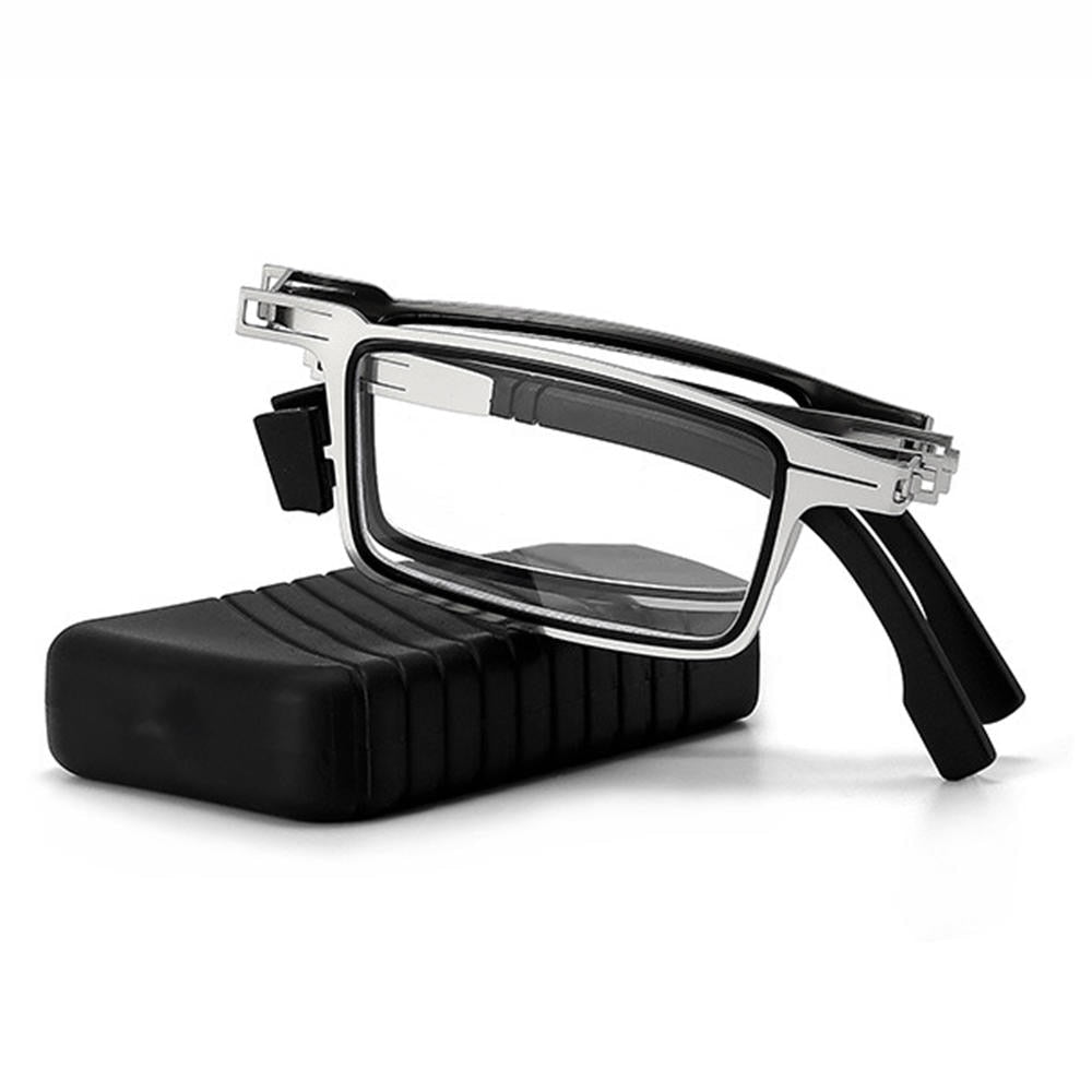 Opvouwbare Leesbril Metalen Montuur Vierkant Model met Hardcase Zakformaat Compact Handig voor Onderweg