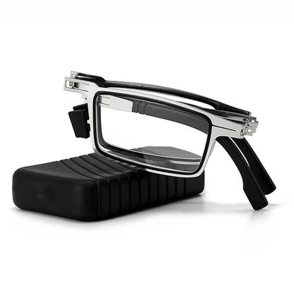 Opvouwbare Leesbril Metalen Montuur Vierkant Model met Hardcase Zakformaat Compact Handig voor Onderweg