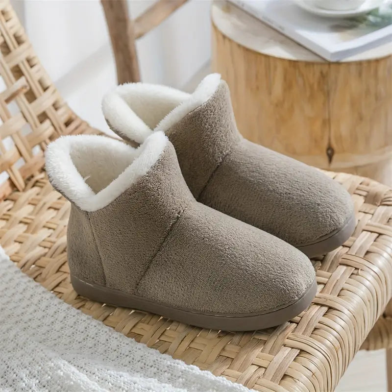 Gevoerde Enkelhoge Pantoffels voor Dames Warme Bootslippers met Antislip Zachte Zool Comfortabele Huisschoenen