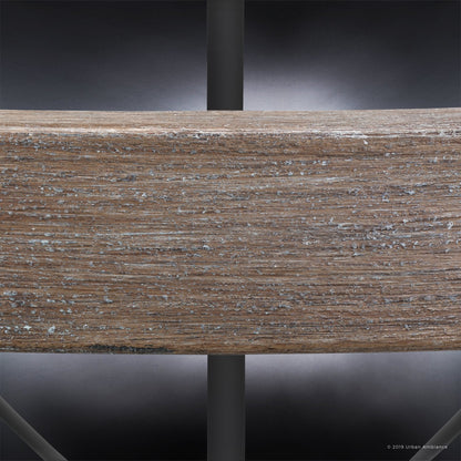 Kroonluchter Industrieel Rond Houtlook Staal Charcoal 90cm 9 Lichts