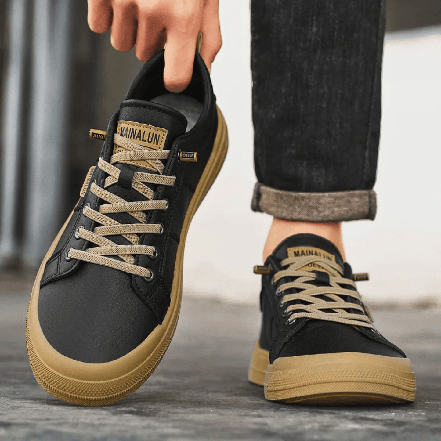 Leren Trainers Harrington Stijl