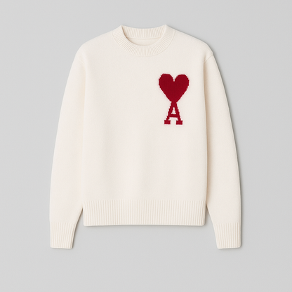 Oversized Trui met Harten en Aas Motief voor Dames