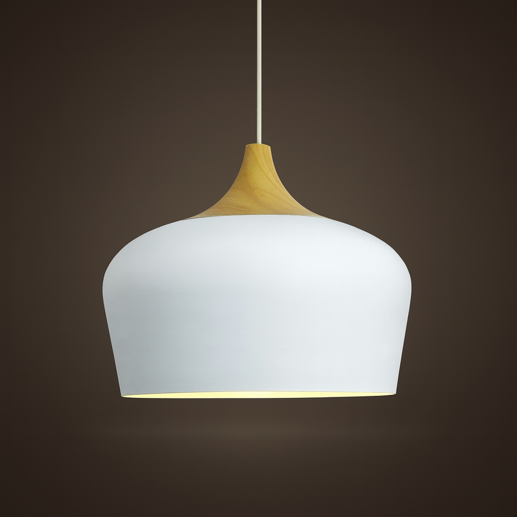 Hanglamp Pastel Aluminium Hout Retro Koepel Bol E27 Kinderkamer Woonkamer