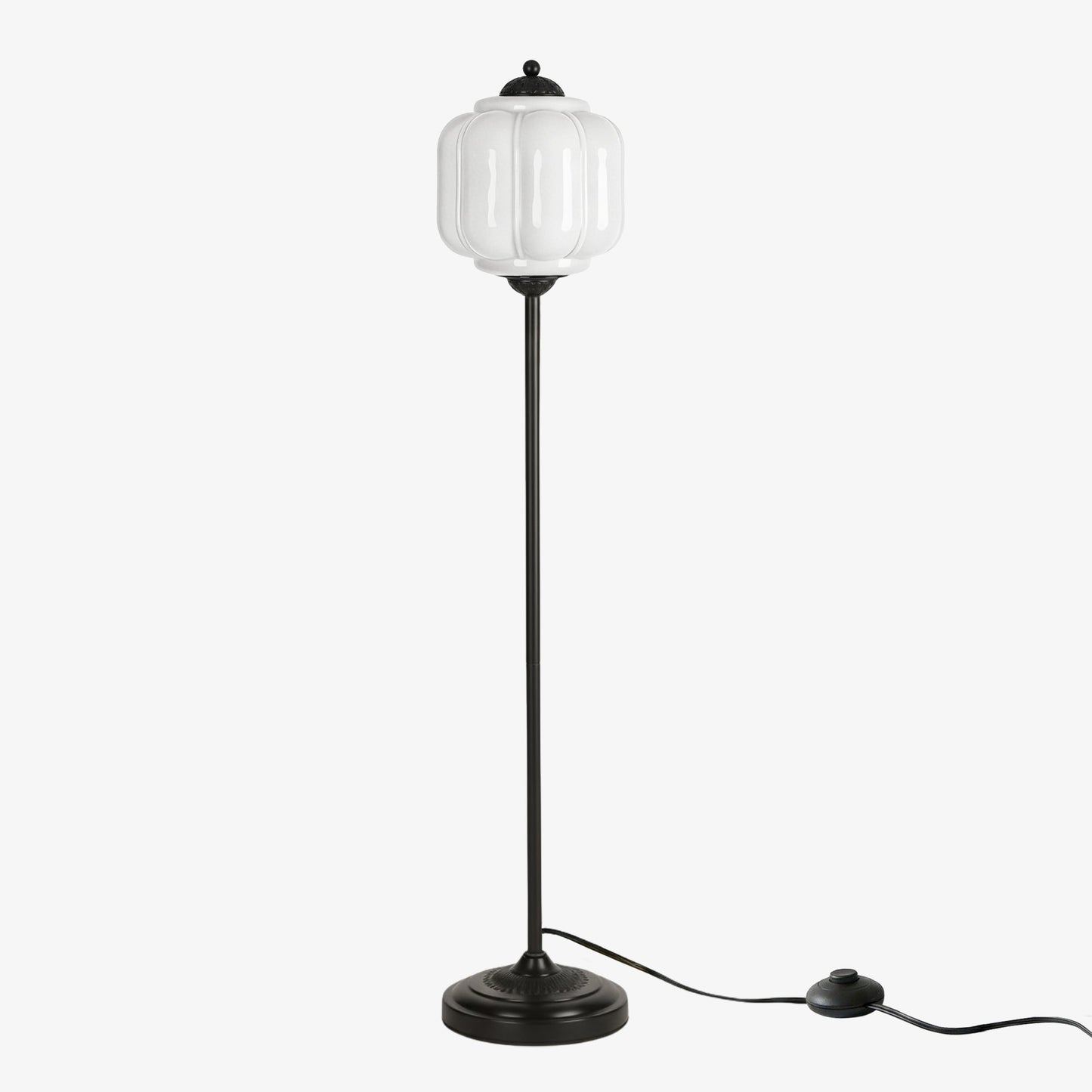 Decoratieve Glazen Pompoen Vloerlamp Retro Organische Stijl Woonkamer Staande Lamp