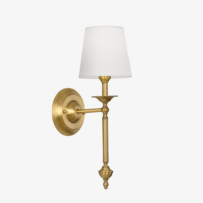 Stoffen Wandlamp met Vintage Koperen Afwerking – Sfeervolle Verlichting voor Hal, Slaapkamer en Woonkamer