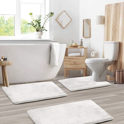 Badmat Set 3 Stuks Memory Foam Fluweel Grijs Antislip Badkamer Douche Toilet Matten Absorberend Zacht Wasbaar