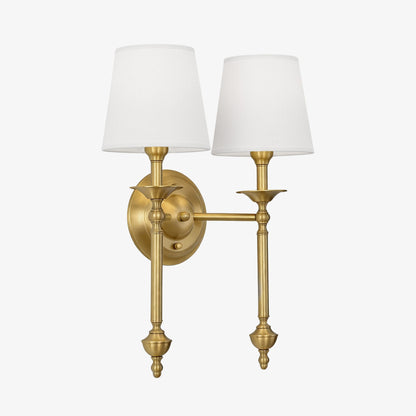 Stoffen Wandlamp met Vintage Koperen Afwerking – Sfeervolle Verlichting voor Hal, Slaapkamer en Woonkamer