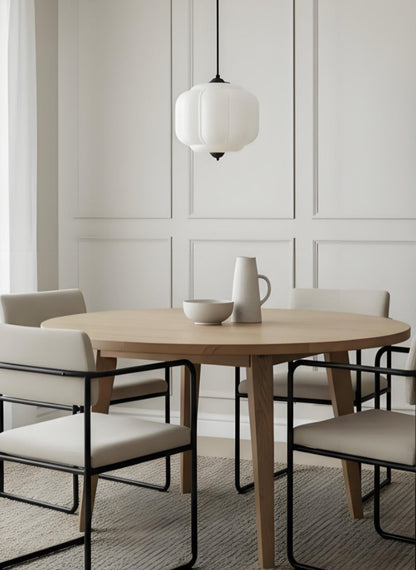 Vintage Kroonluchter met Crèmekleurige Glazen Kappen – Hanglamp in Retro-Stijl voor Eetkamer & Woonkamer