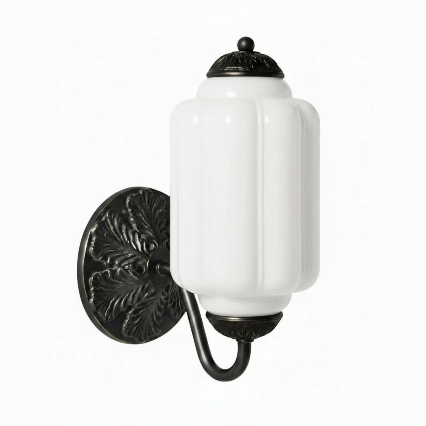 Vintage Wandlamp met Melkglas en Geolied Messing – Klassieke Retro Verlichting voor Hal, Slaapkamer, Woonkamer