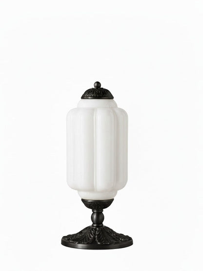Vintage Glazen Tafellamp met Messing of Zwarte Afwerking